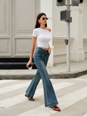 Low-Waist Wide Leg Denim Jeans
