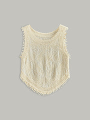 Semi-Sheer Crochet Lace Floral Detail Tank Top
