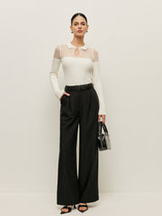 Ribbed Keyhole Collar Top
