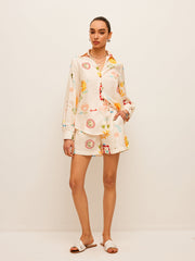 Pleated Pattern-Print Shorts Set