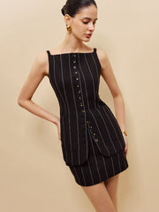 Linen & Cotton Sleeveless Buttoned Vest