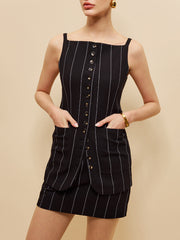 Linen & Cotton Sleeveless Buttoned Vest