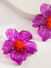 Flower-Shaped Resin Earrings