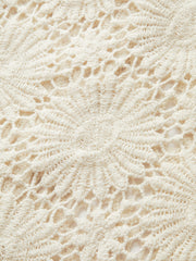 Crochet Floral Button-Front Cardigan