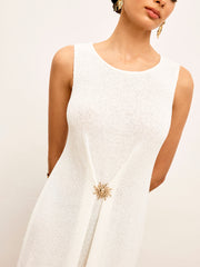 Metal Detail Sleeveless Sweater Dress