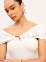 Twist Front Metal Ring Detail Top