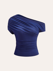Asymmetrical Off-Shoulder Ruched Top