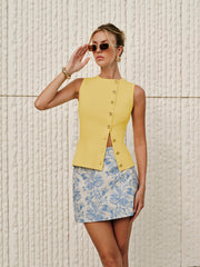 Asymmetric Button Sweater Vest