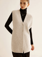 Wool-Blend Breasted Sweater Vest