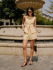 Cotton & Linen Pocket Detail Shorts Set