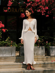 Ruffled Hem Knit Cardigan