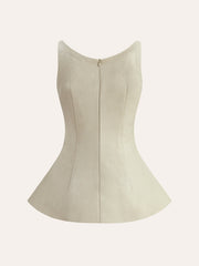 Back Zipper Peplum Flare Top