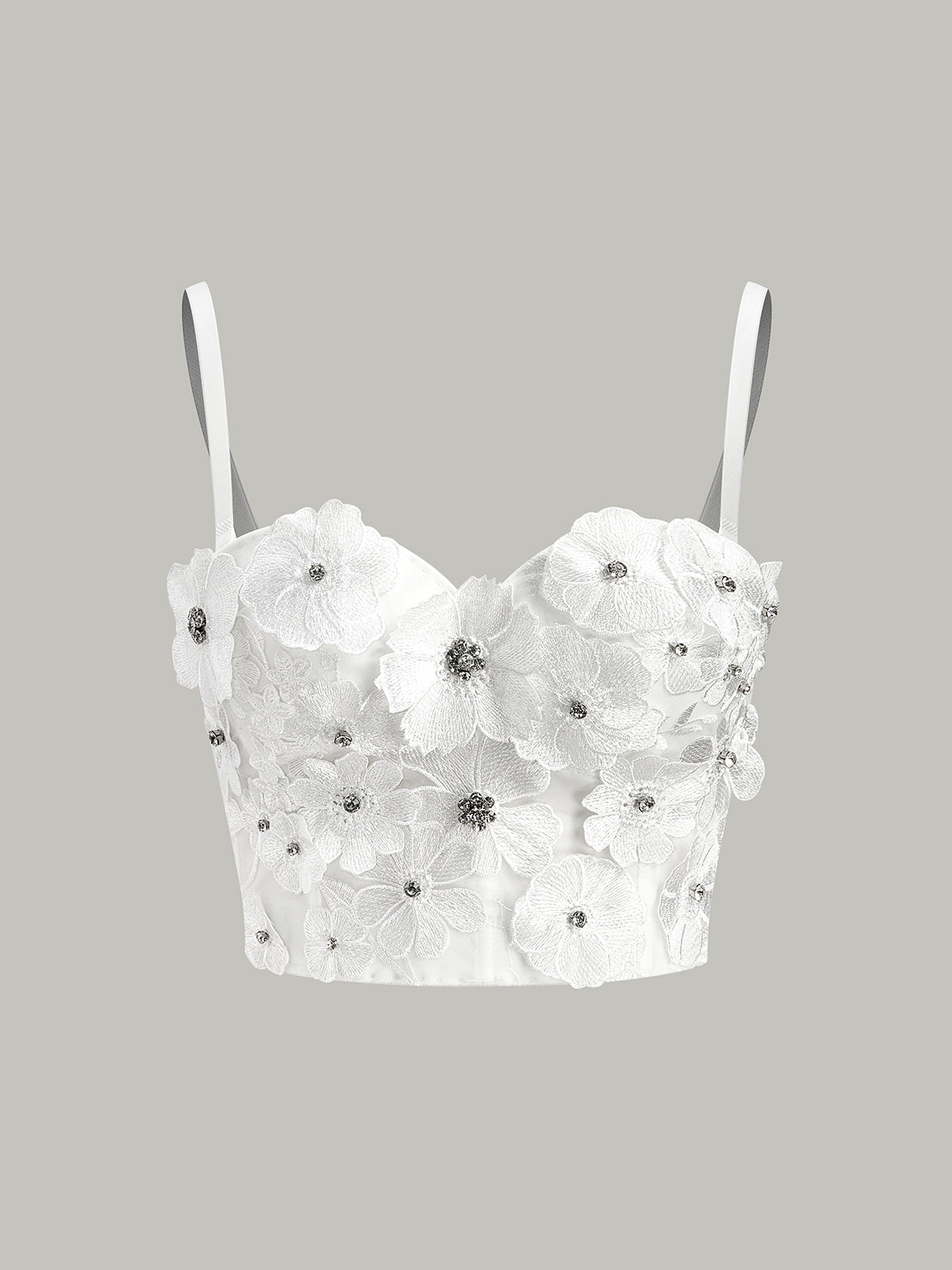 Semi-Sheer Embroidered Floral Sweetheart Corset