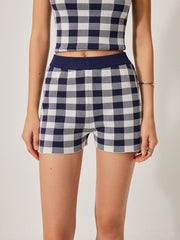 Checkerboard Knit Shorts Set