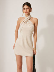 Cotton & Linen Crisscross Neckline Dress