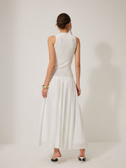 Semi-Sheer Knit Sleeveless Dress