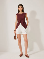 Cotton & Linen Button Detail Top