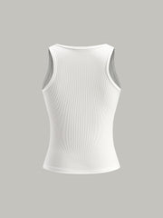 Ribbed Knit Top With Metal Detail