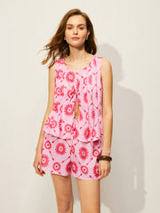 Floral Print Shorts Set With Pockets