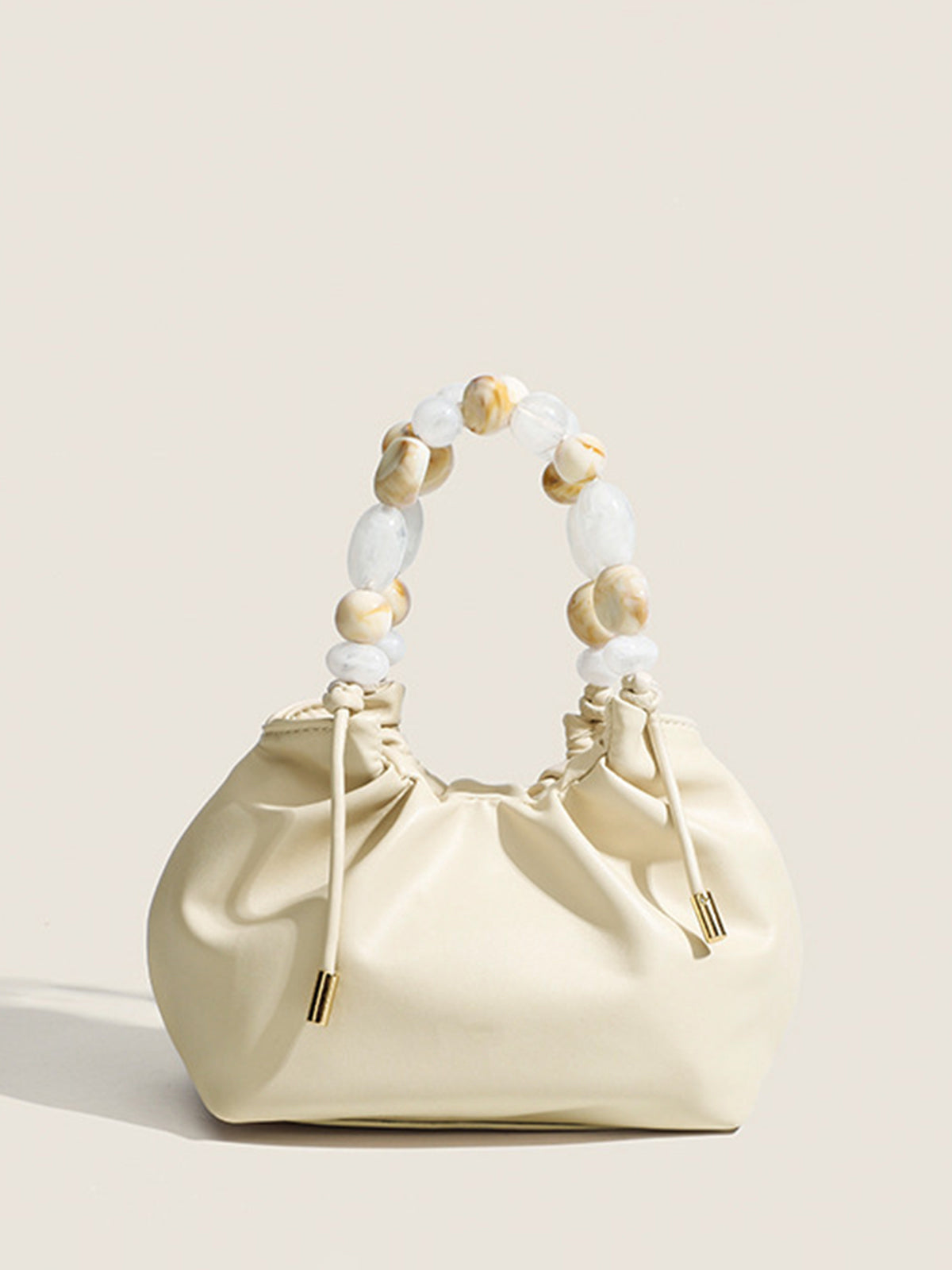 Pastel Beaded Handle Hobo Bag