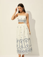 Embroidered Crop Top With Skirt Set