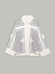 Geometrical Print Lapel Shirt