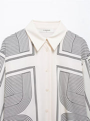 Geometrical Print Lapel Shirt