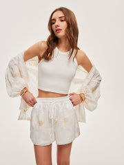 Semi-Sheer Floral Shorts Set