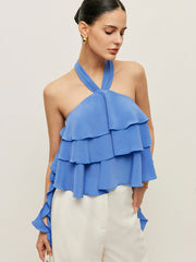 Halter Neck Ruffled Top
