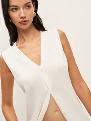 Buttoned V-Neck Cardigan Dress