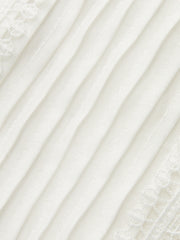 Pleated Lace Trim Button-Up Blouse