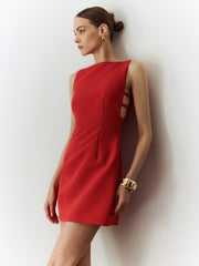 Sleeveless Cutout Solid Dress