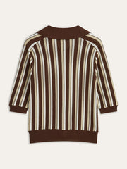 Striped Button-Down Knit Top