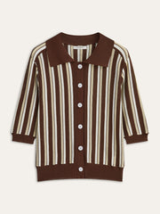 Striped Button-Down Knit Top