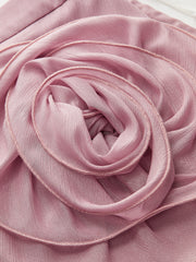 Semi-Sheer Chiffon Draped Skort With 3D Rosette