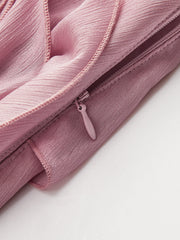 Semi-Sheer Chiffon Draped Skort With 3D Rosette