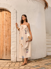 Graphic Print Tie-Front Cami Dress