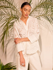 Cotton Eyelet Embroidered Semi-Sheer Top