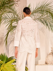Cotton Eyelet Embroidered Semi-Sheer Top