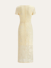 Crochet Belted Midi Dress