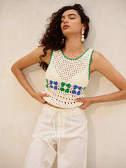 Floral Crochet Sweater Vest