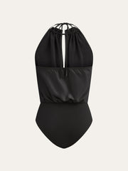 Satin Draped Halter Bodysuit