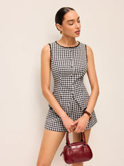 Gingham Button Top and Shorts Set