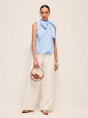 Oversized Bow Neck Sleeveless Top