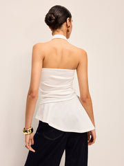 Halter Neck Peplum Top With Chain Detail