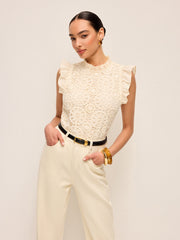 Sleeveless Crochet Lace Top With Ruffle Trim