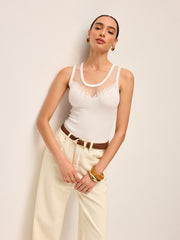 Sheer Mesh Detail Knit Top