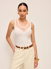 Sheer Mesh Detail Knit Top