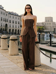 Cotton & Linen Mid-Waist Pants