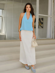 Halter Neck Backless Detailed Top